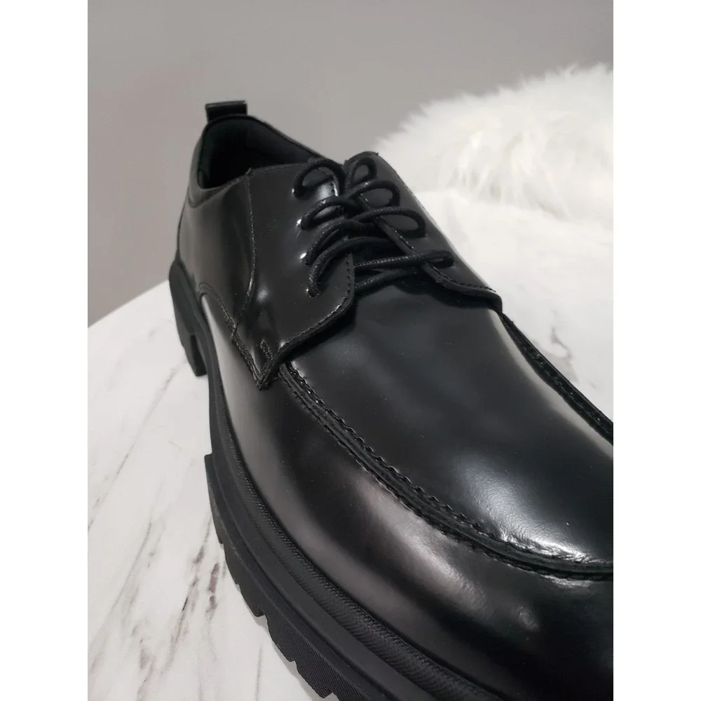 NEW SIZE 11.5 - STEVE MADDEN MENS ZURI BLACK LUG SOLE OXFORDS